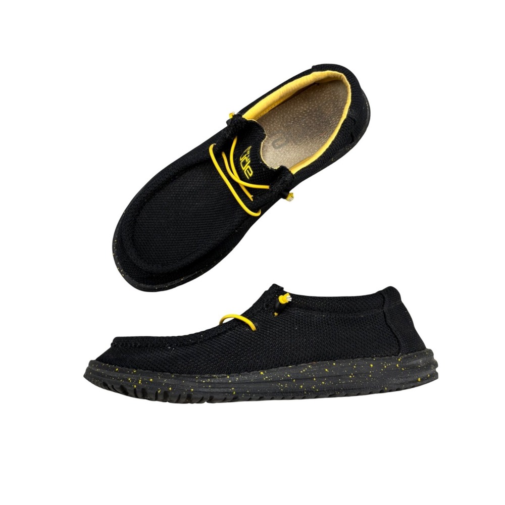 Hey Dude Wally Sox Black Yellow Speckled Sole Slip On Loafer Shoes Men's 10